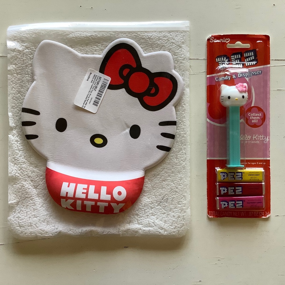 New in Package Hello Kitty mouse pad + PEZ dispenser